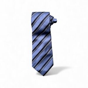 Kiton Napoli Navy Striped Silk Tie 3.5” Handmade in Italy